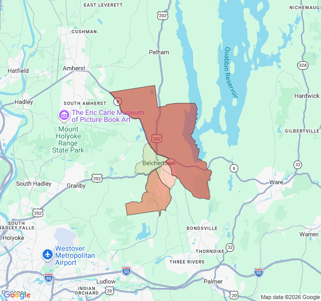 Map of septic coverage in Belchertown, MA