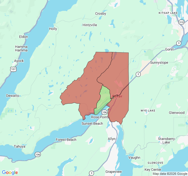 Map of septic coverage in Belfair, WA