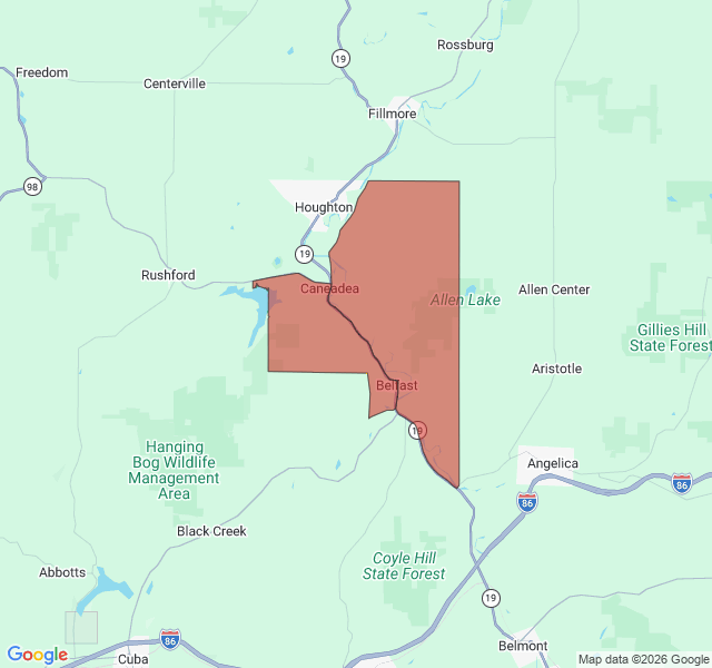 Map of septic coverage in Belfast, NY
