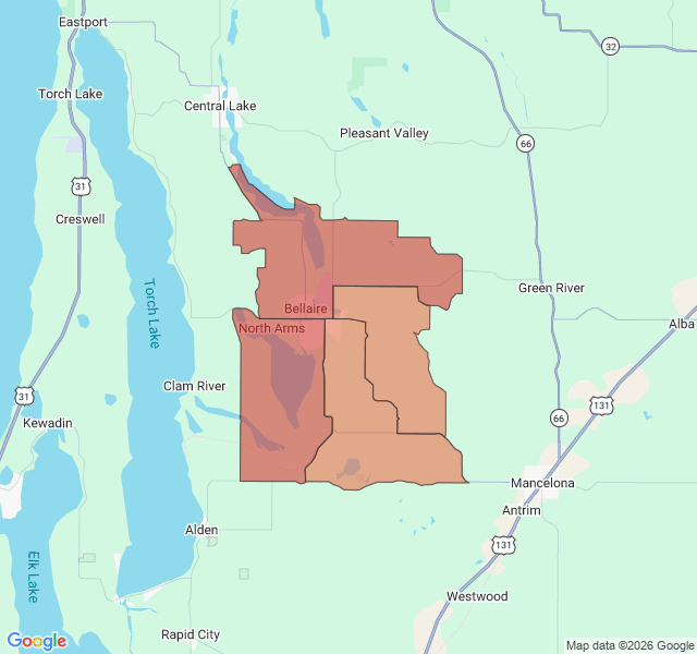 Map of septic coverage in Bellaire, MI