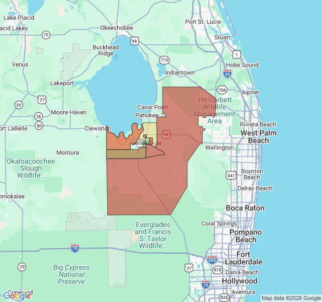 Map of septic coverage in Belle Glade, FL