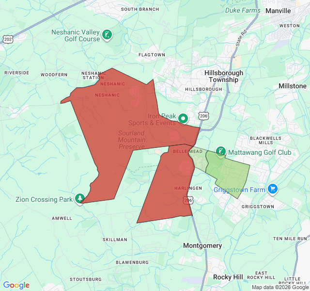 Map of septic coverage in Belle Mead, NJ