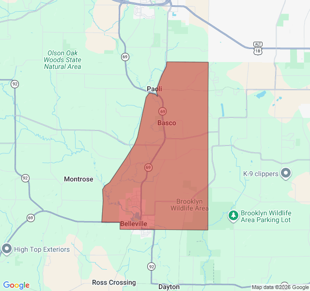 Map of septic coverage in Belleville, WI