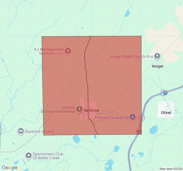 Map of septic coverage in Bellevue, MI