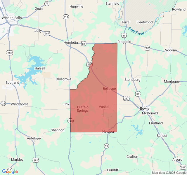 Map of septic coverage in Bellevue, TX