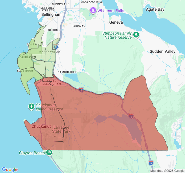 Map of septic coverage in Bellingham, WA