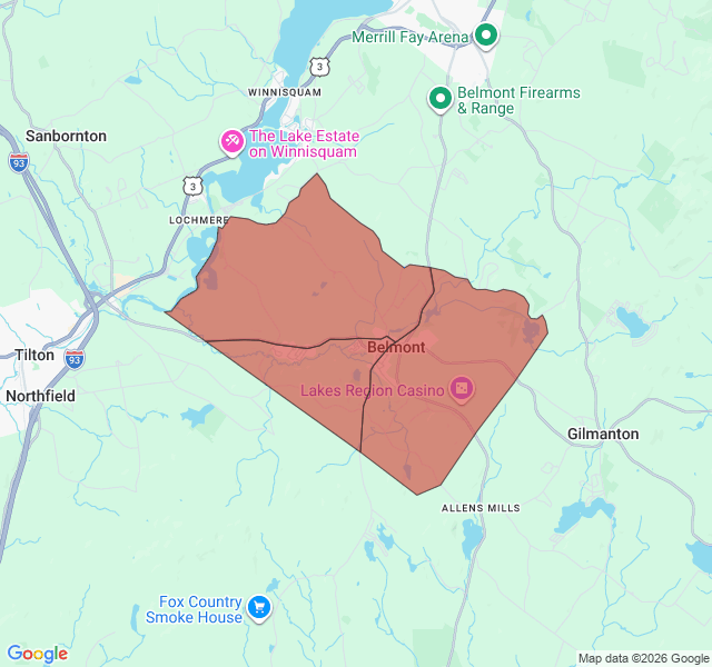 Map of septic coverage in Belmont, NH