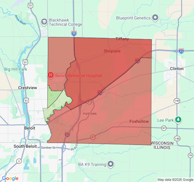 Map of septic coverage in Beloit, WI