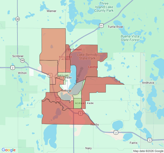 Map of septic coverage in Bemidji, MN