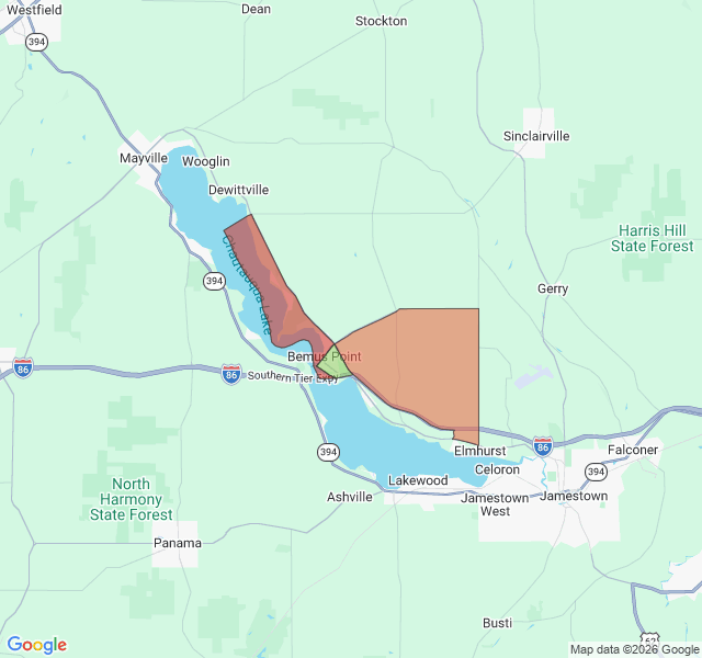 Map of septic coverage in Bemus Point, NY
