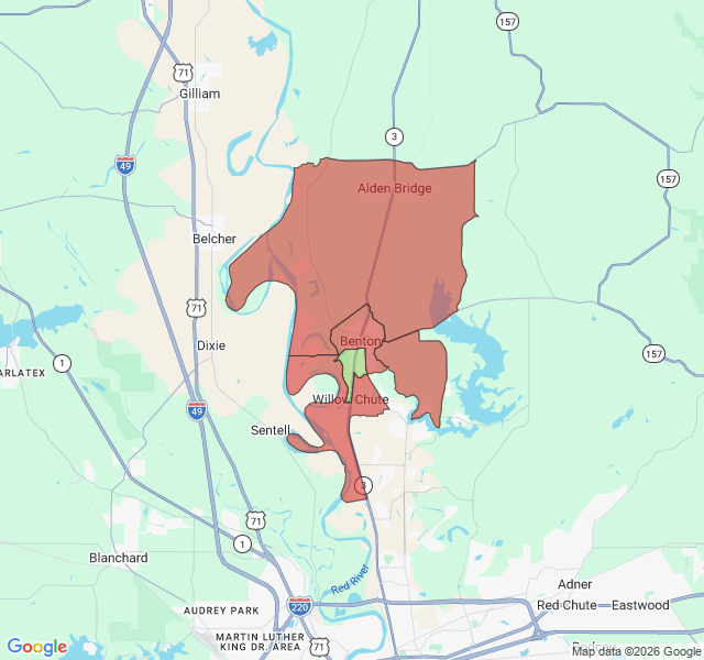 Map of septic coverage in Benton, LA