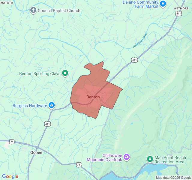 Map of septic coverage in Benton, TN