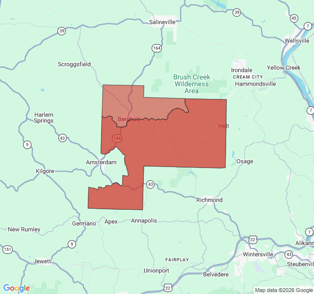 Map of septic coverage in Bergholz, OH