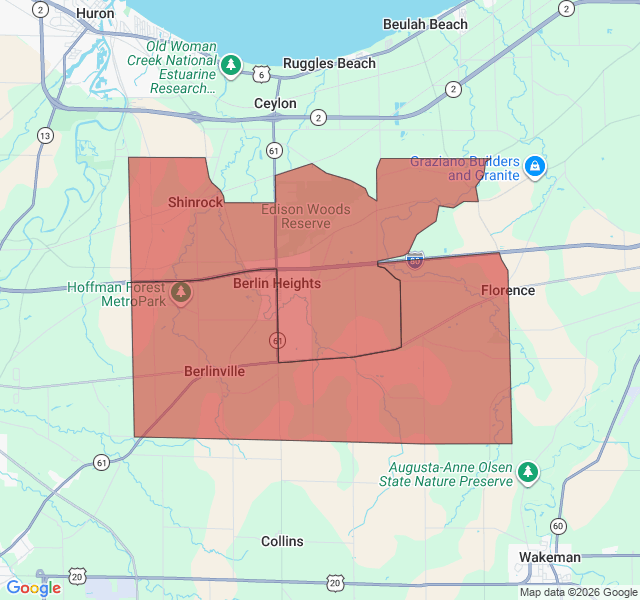 Map of septic coverage in Berlin Heights, OH