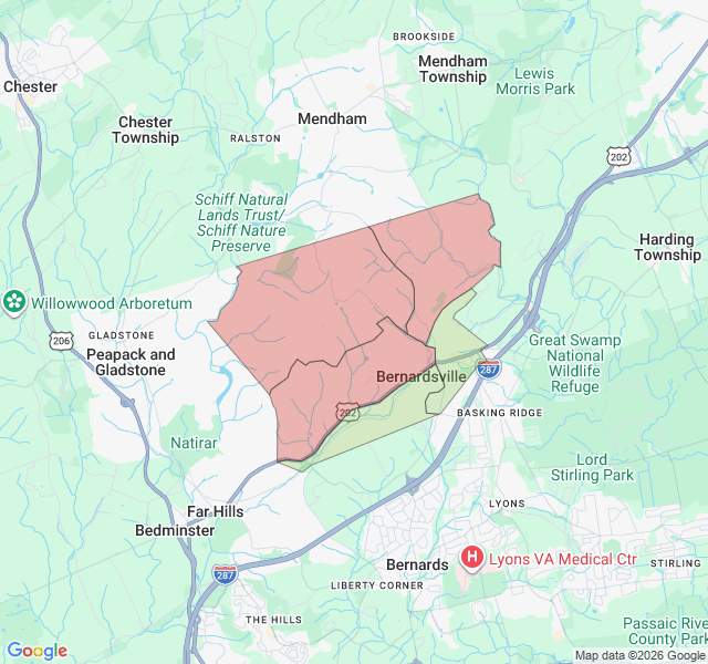 Map of septic coverage in Bernardsville, NJ