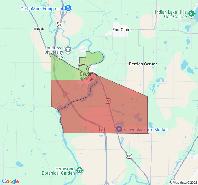Map of septic coverage in Berrien Springs, MI