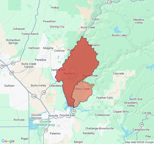 Map of septic coverage in Berry Creek, CA