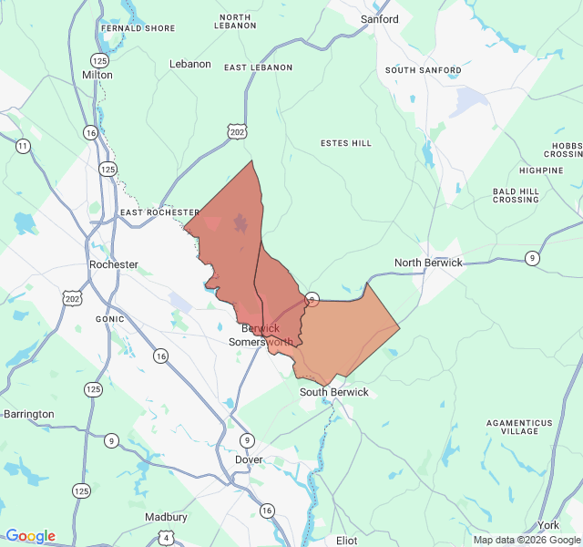 Map of septic coverage in Berwick, ME
