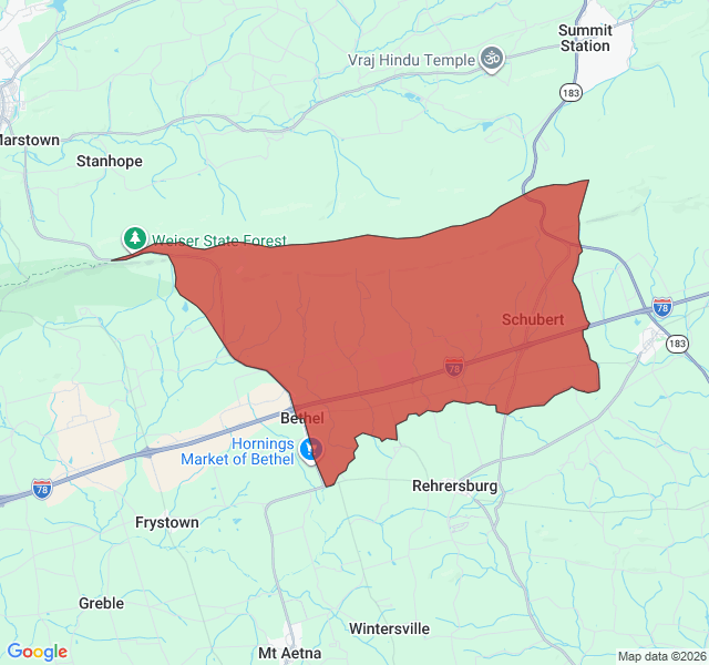Map of septic coverage in Bethel, PA