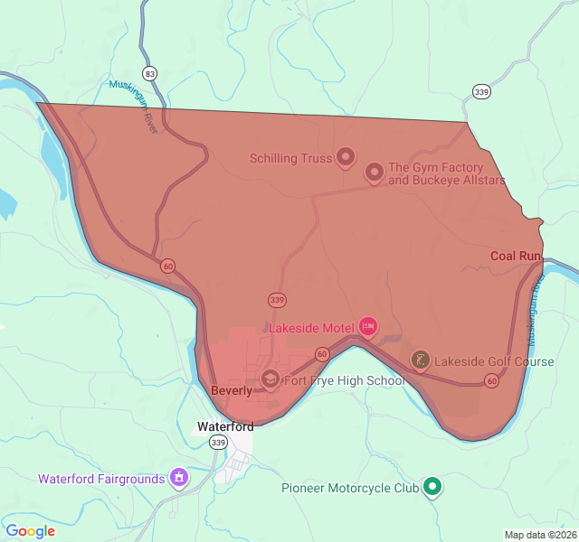 Map of septic coverage in Beverly, OH