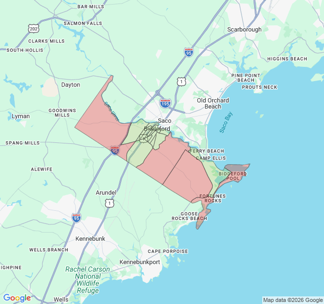 Map of septic coverage in Biddeford, ME