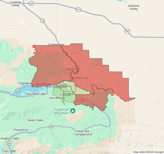 Map of septic coverage in Big Bear City, CA