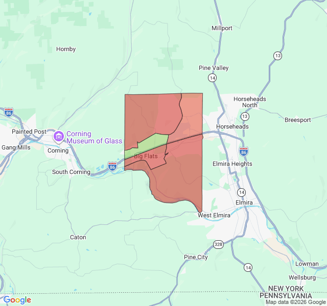 Map of septic coverage in Big Flats, NY