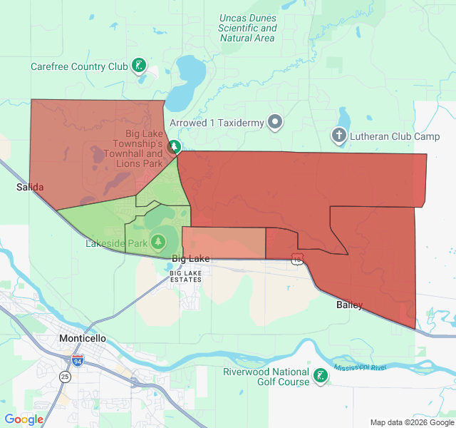 Map of septic coverage in Big Lake, MN