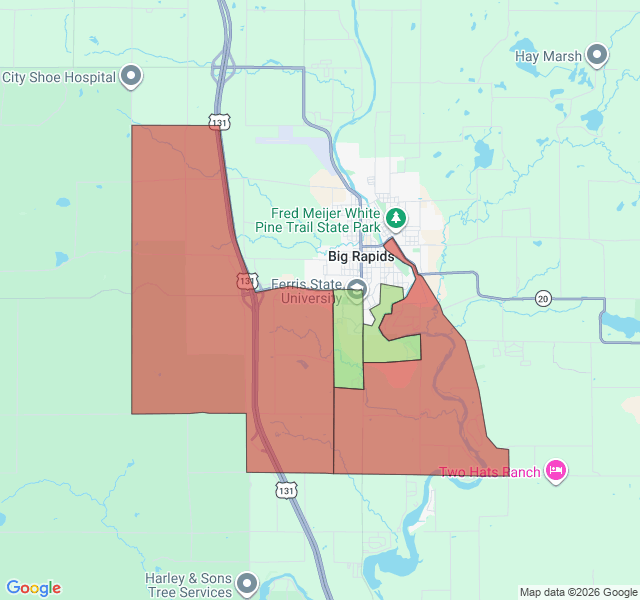 Map of septic coverage in Big Rapids, MI