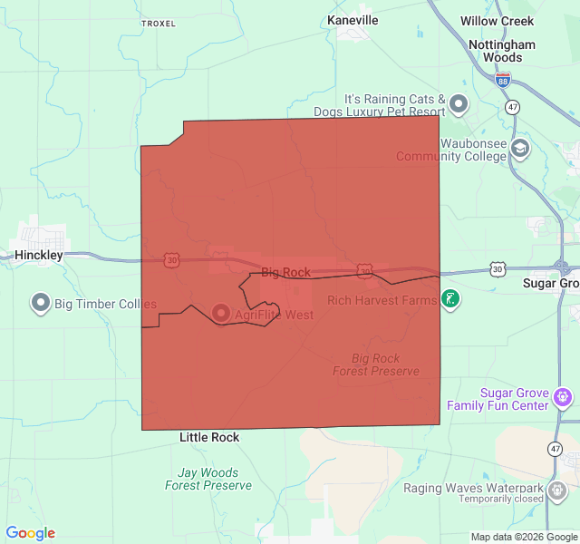 Map of septic coverage in Big Rock, IL