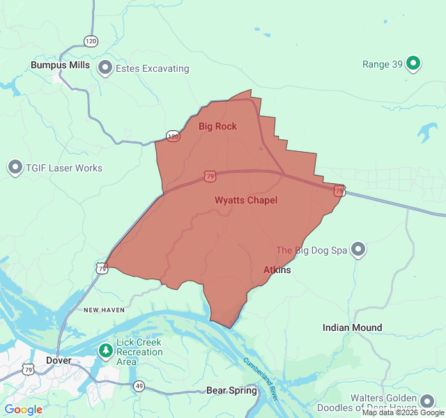 Map of septic coverage in Big Rock, TN