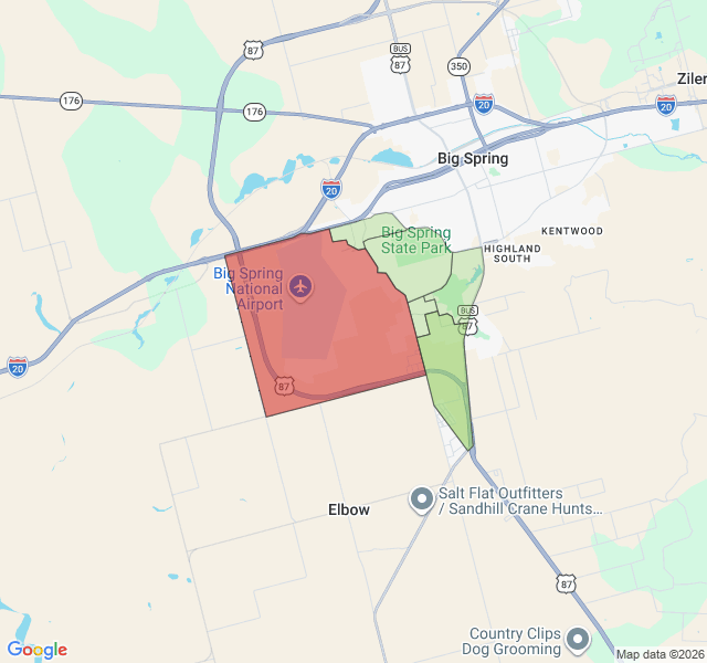 Map of septic coverage in Big Spring, TX