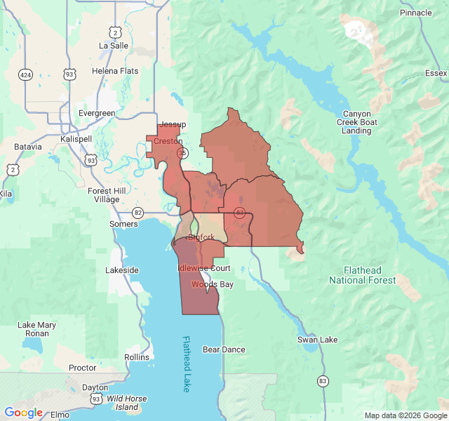 Map of septic coverage in Bigfork, MT