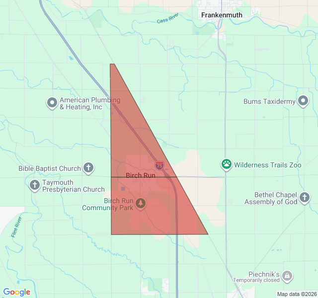 Map of septic coverage in Birch Run, MI