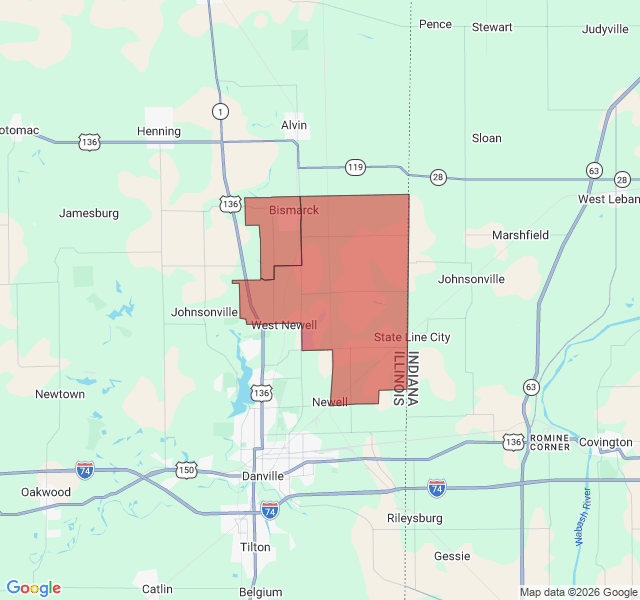 Map of septic coverage in Bismarck, IL