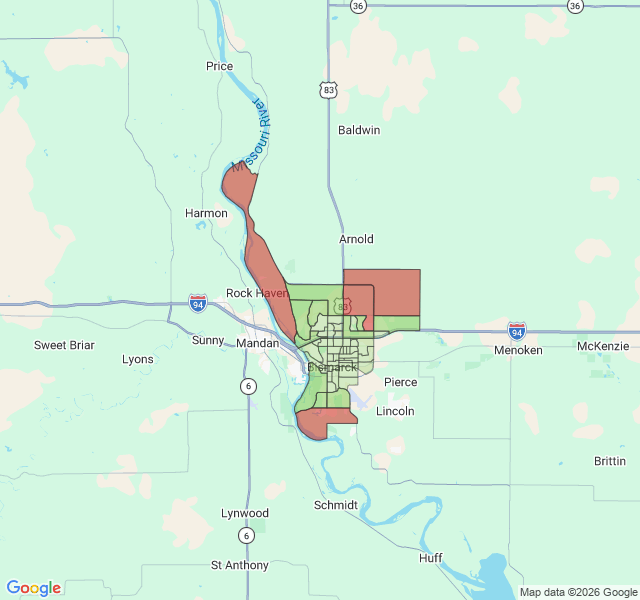 Map of septic coverage in Bismarck, ND