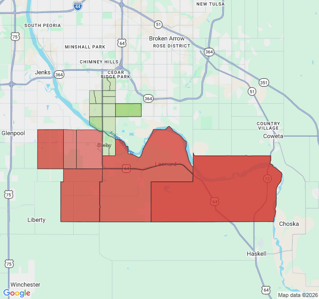 Map of septic coverage in Bixby, OK