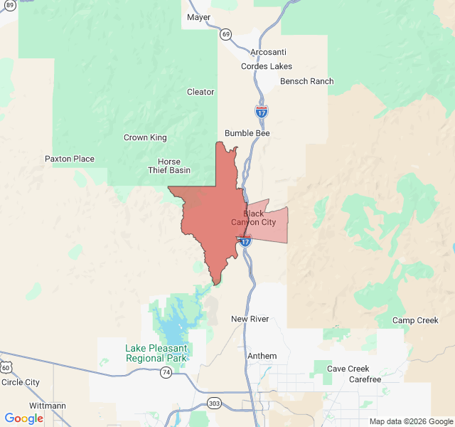Map of septic coverage in Black Canyon City, AZ