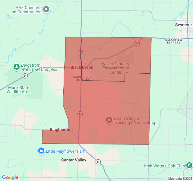 Map of septic coverage in Black Creek, WI