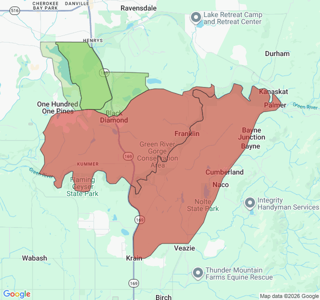 Map of septic coverage in Black Diamond, WA