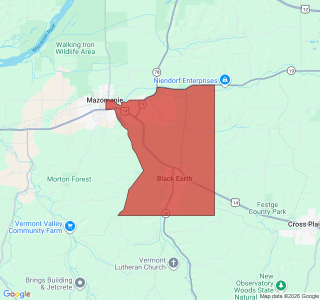 Map of septic coverage in Black Earth, WI