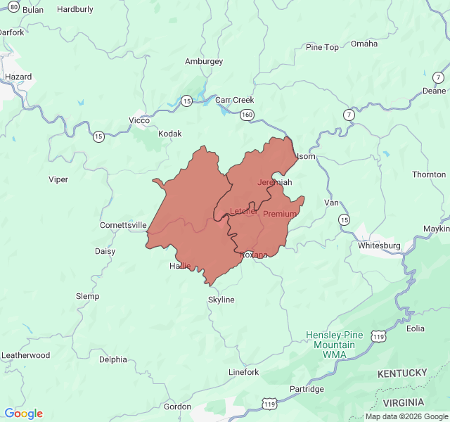 Map of septic coverage in Blackey, KY