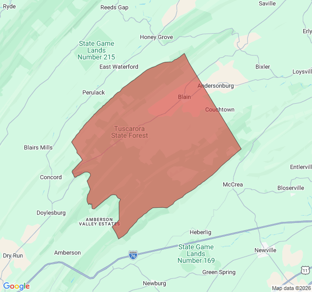 Map of septic coverage in Blain, PA