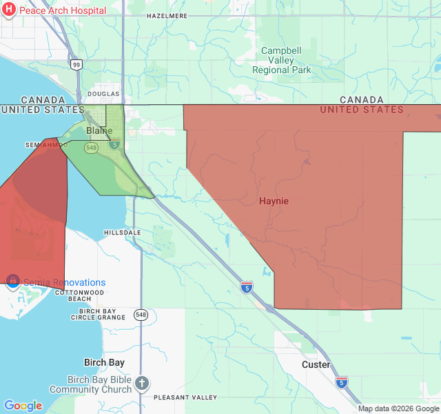 Map of septic coverage in Blaine, WA