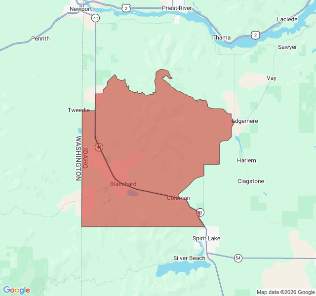 Map of septic coverage in Blanchard, ID