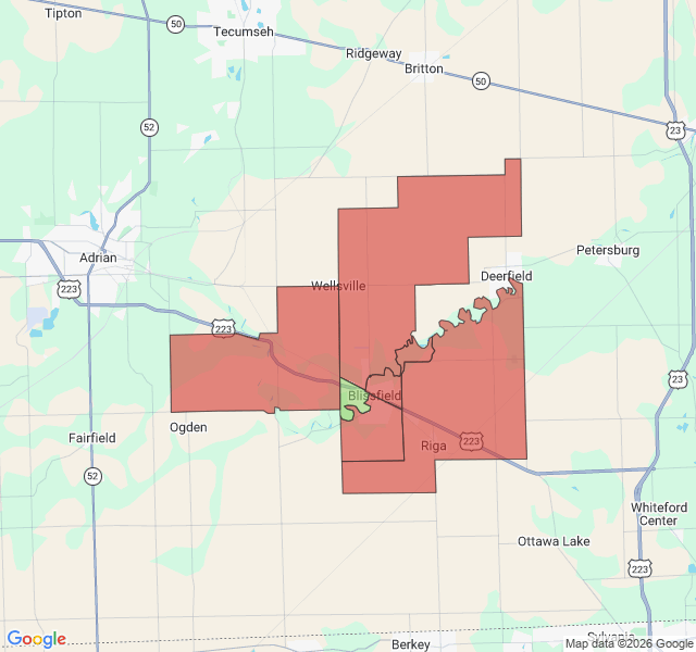 Map of septic coverage in Blissfield, MI