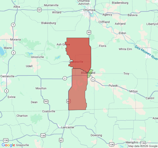 Map of septic coverage in Bloomfield, IA