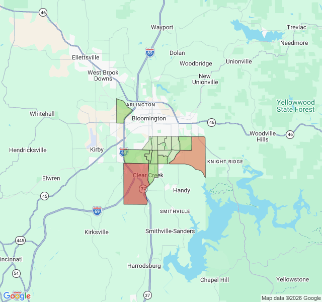 Map of septic coverage in Bloomington, IN