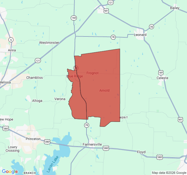 Map of septic coverage in Blue Ridge, TX