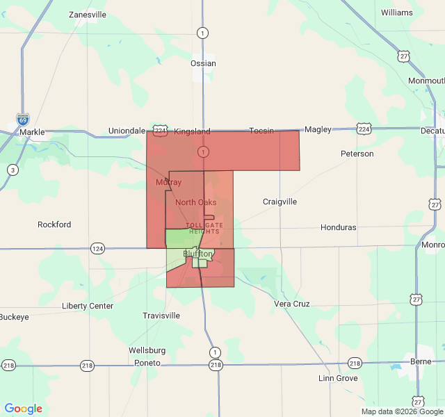 Map of septic coverage in Bluffton, IN